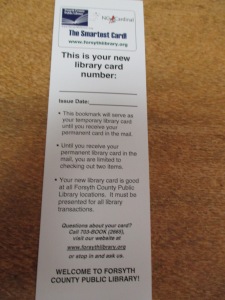 Our temporary library cards for new patrons double as bookmarks!