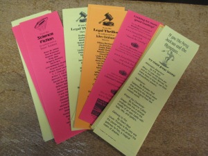 Here are some of the library's author/genre bookmarks.